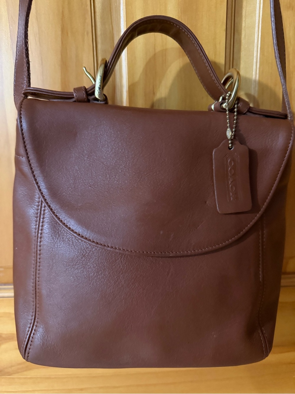 Coach Brown Leather Shoulder Bag with Top Handle